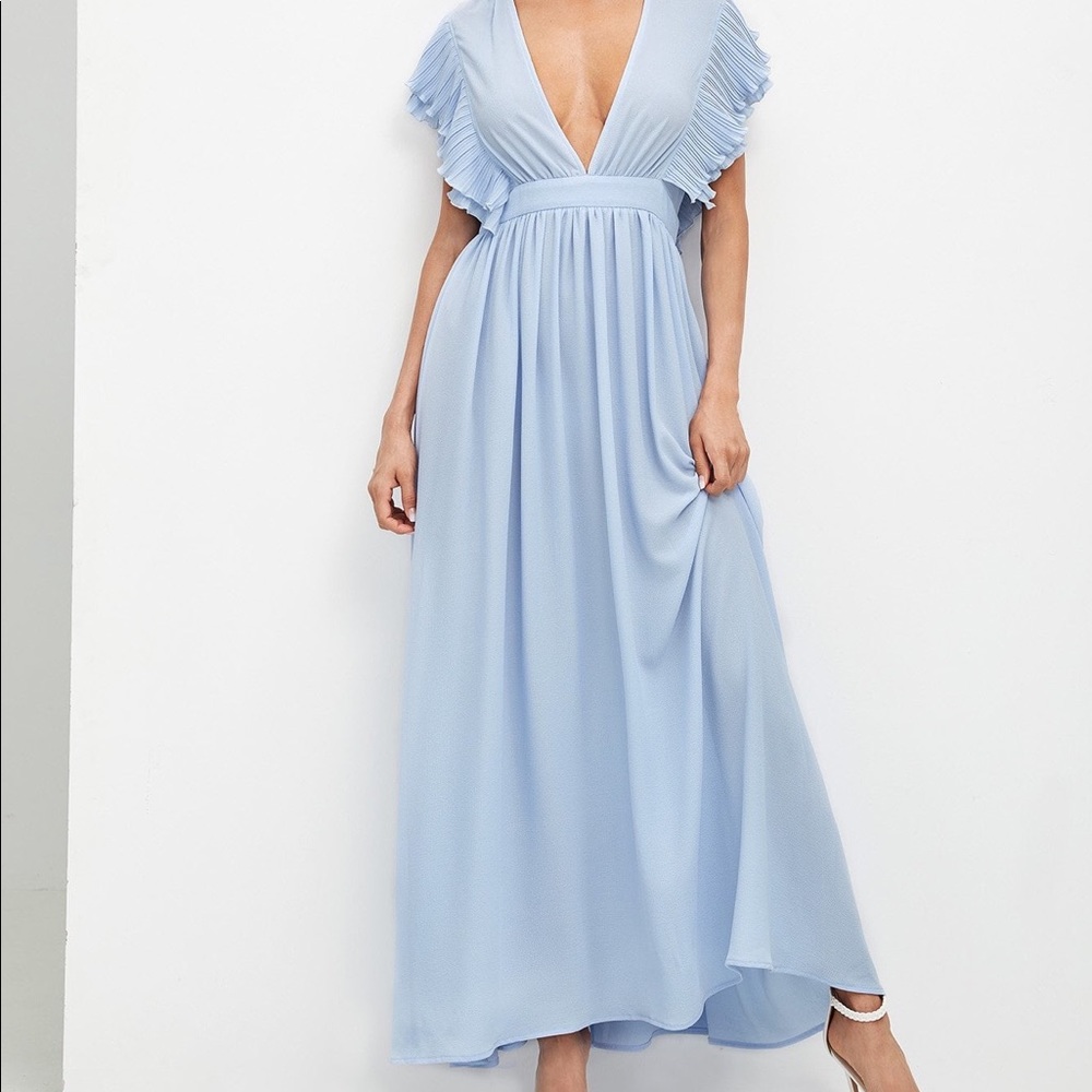 plunging neckline maxi dress